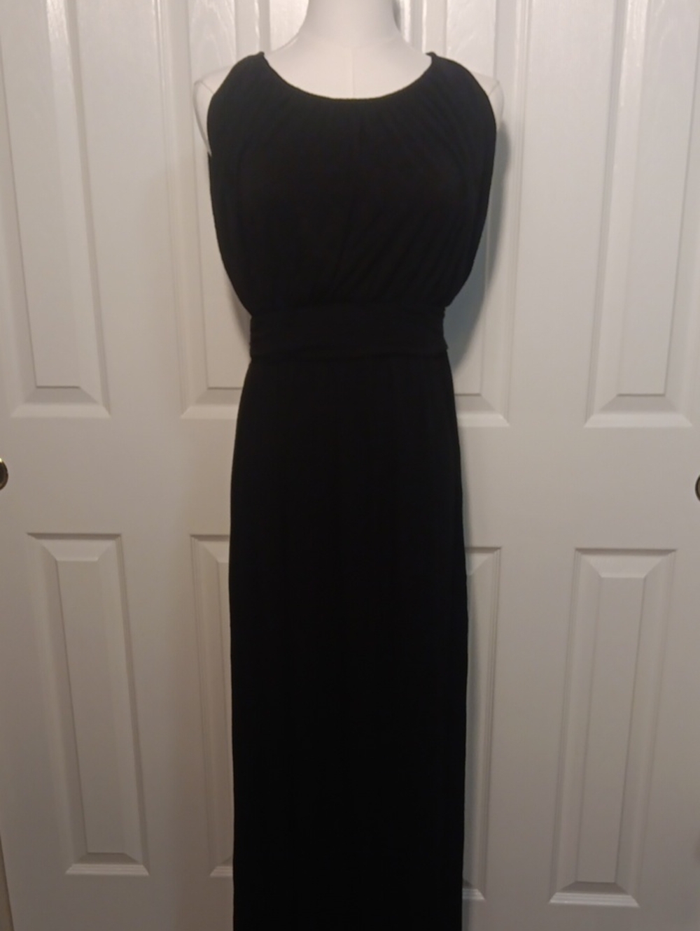 One clothing Black Sleeveless Gathered Waist Maxi Dress